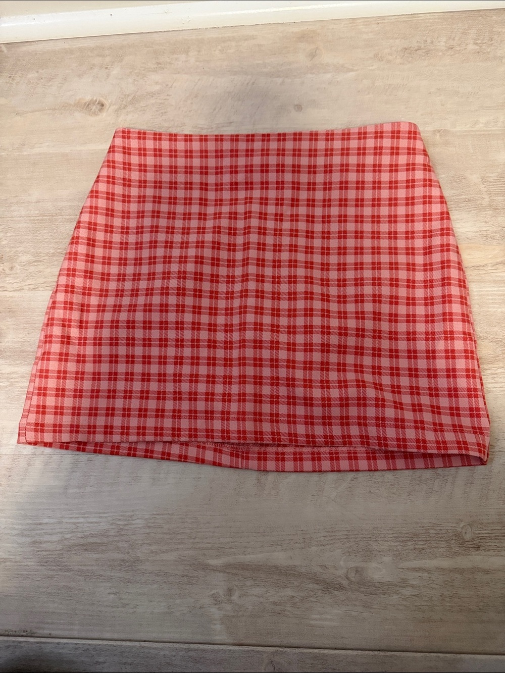 Urban Outfitters Red and White Plaid Mini Skirt